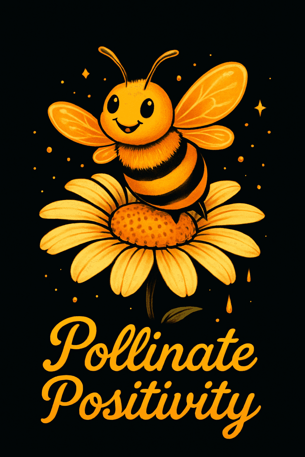 Pollinate Positivity Cute Bee on Flower Tee
