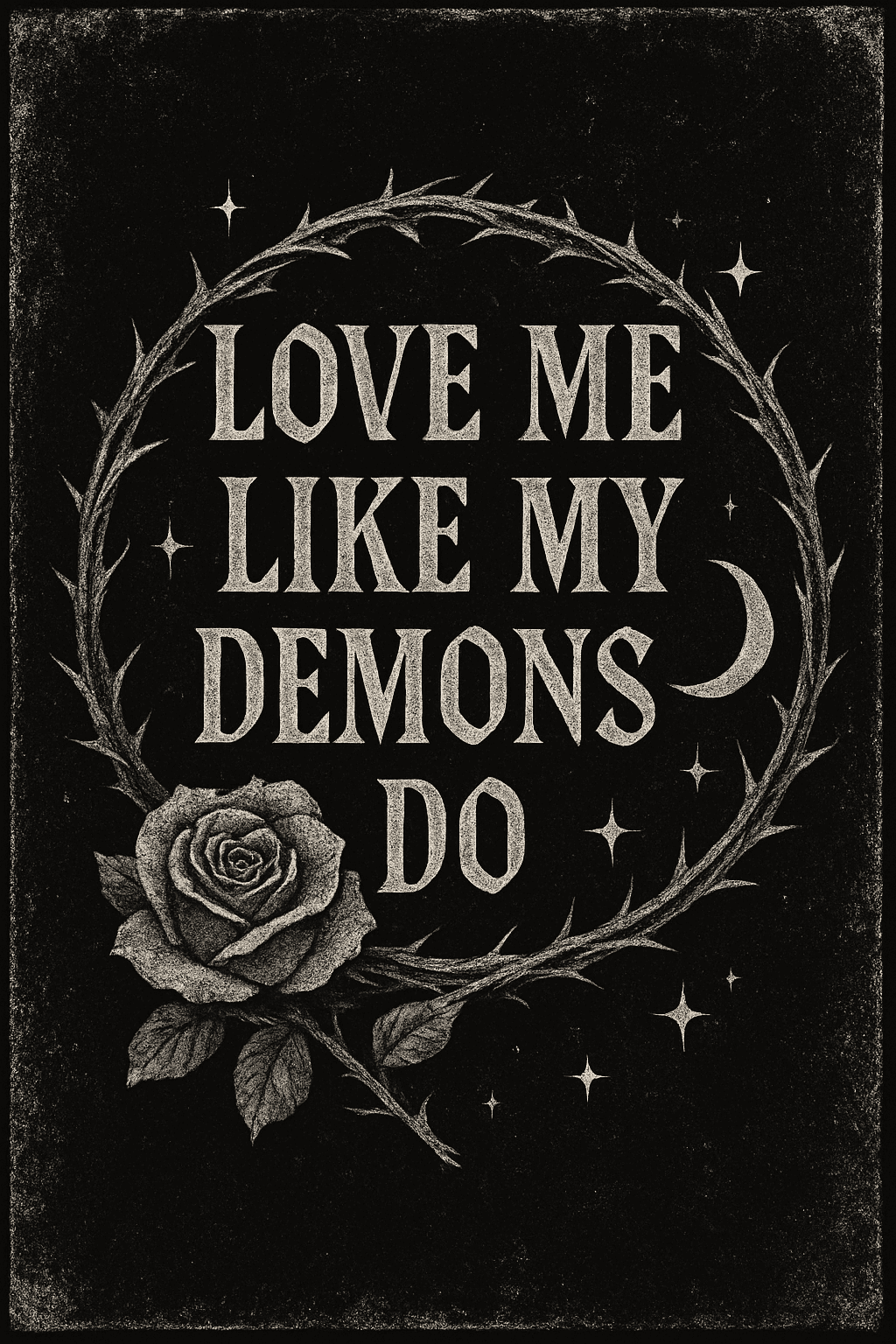 Gothic Love Quote with Rose and Thorns