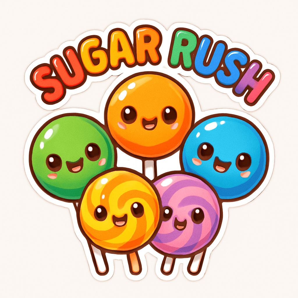 Cute Colorful Sugar Rush Lollipops Sticker