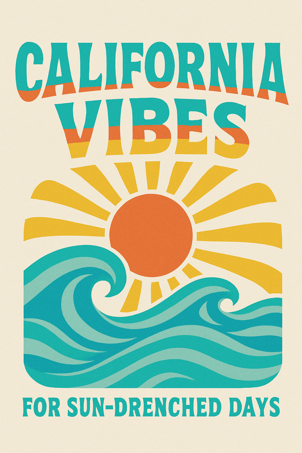 California Vibes Retro Sun & Waves Tee