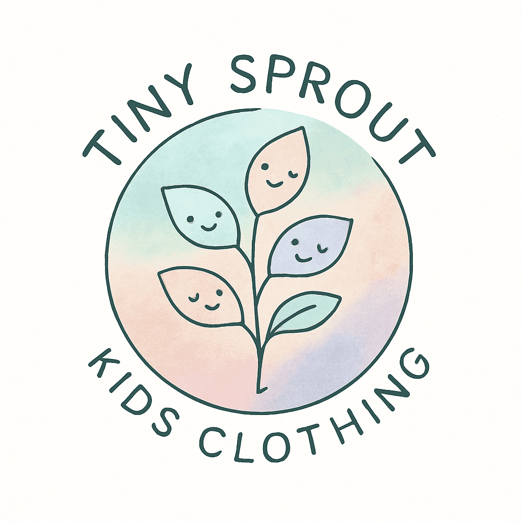 Cute Smiling Leaf Sprout Kids Clothing Logo