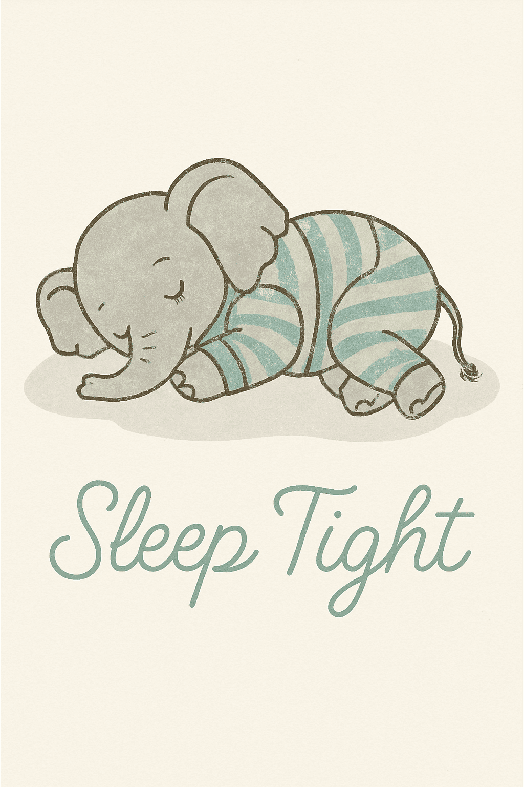 Adorable Sleeping Elephant Nursery Print