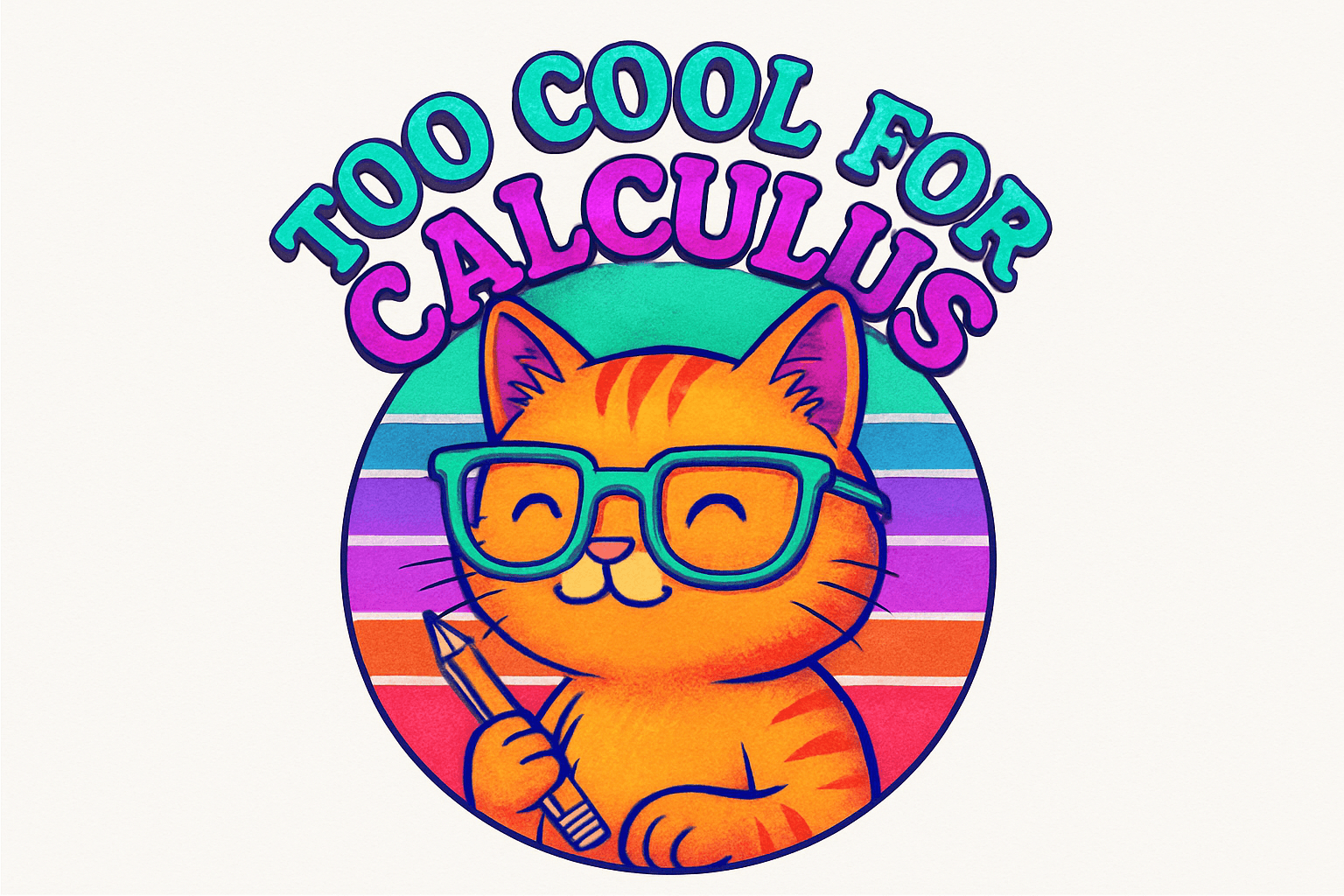Too Cool for Calculus Cat with Glasses