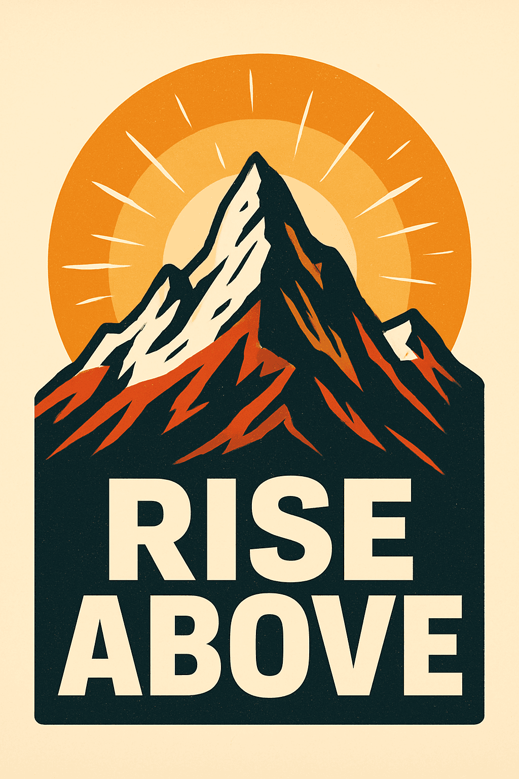 Rise Above Mountain with Radiant Sun Poster