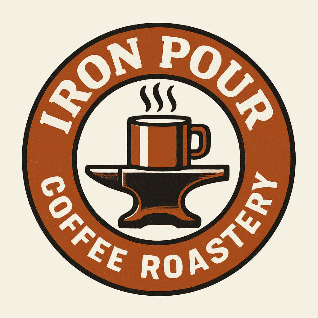 Vintage Iron Anvil Coffee Roastery Logo