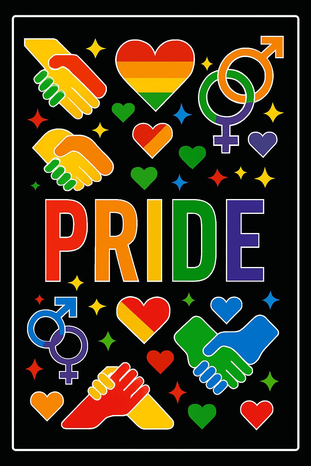 Vibrant Pride Celebration Poster with Rainbow Icons