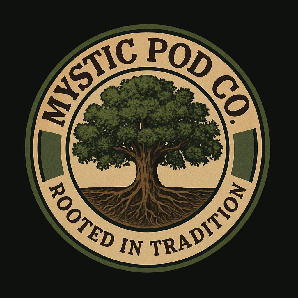 Mystic Tree Logo with Deep Roots Symbolism