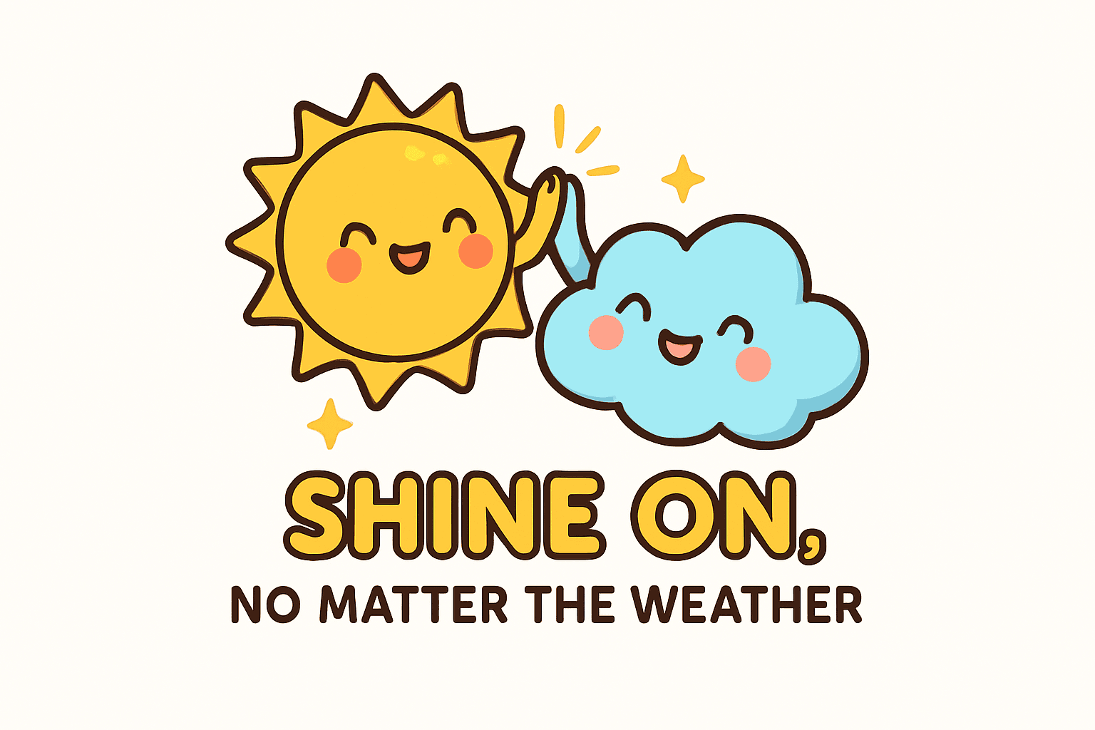 Cute Sun and Cloud High-Five with Motivational Quote