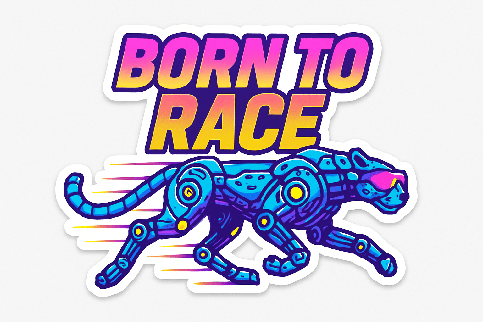Futuristic Robotic Cheetah Racing Sticker