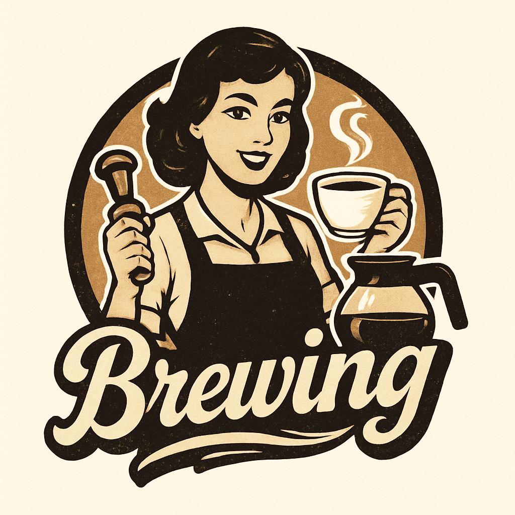 Vintage Coffee Brewing Lady Logo
