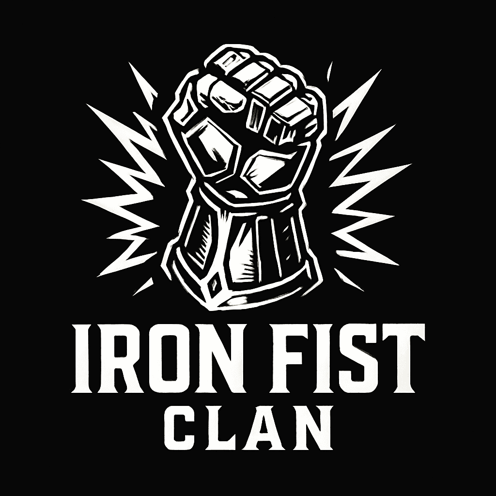 Bold Iron Fist Emblem with Electric Sparks