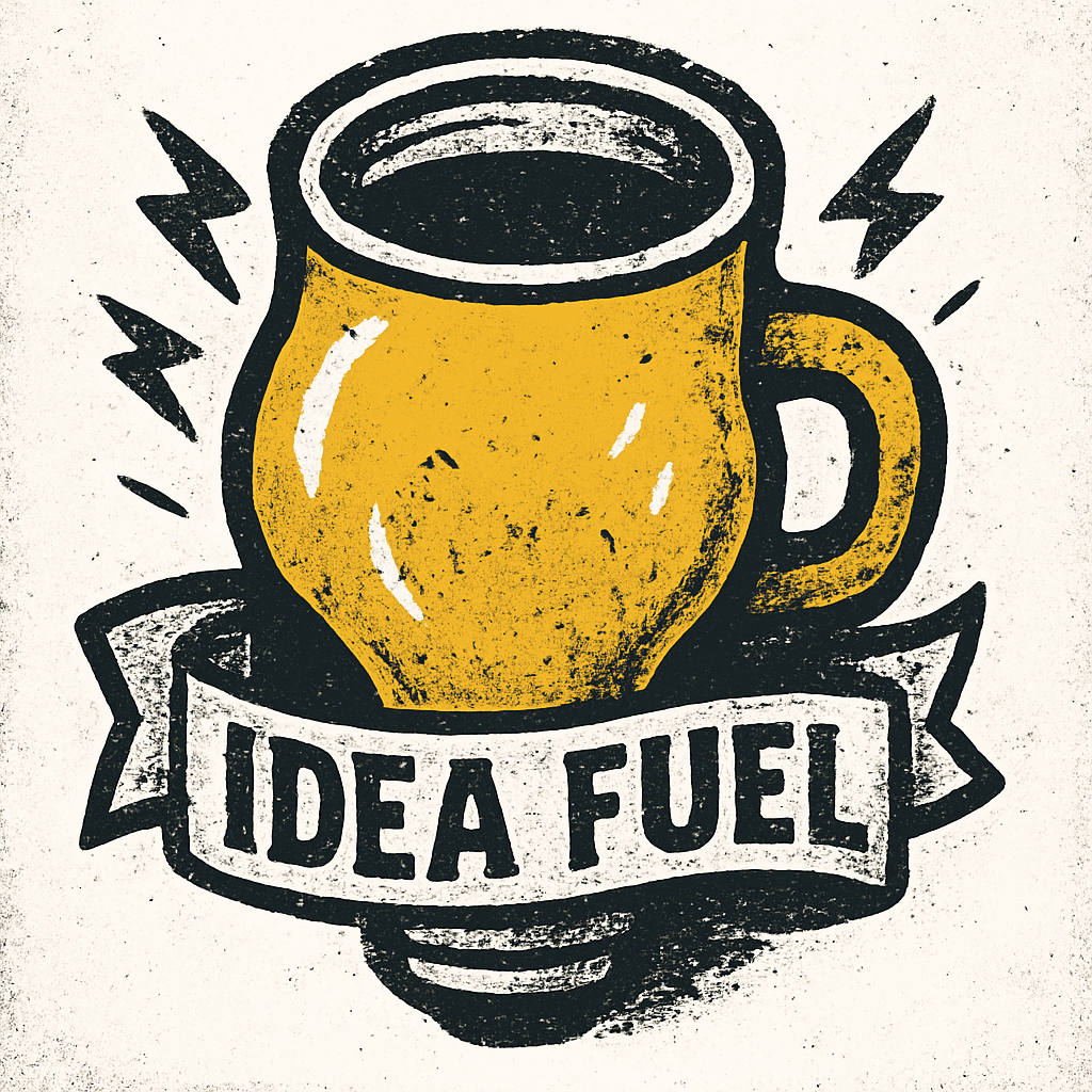 Vintage Yellow Mug with Idea Fuel Banner