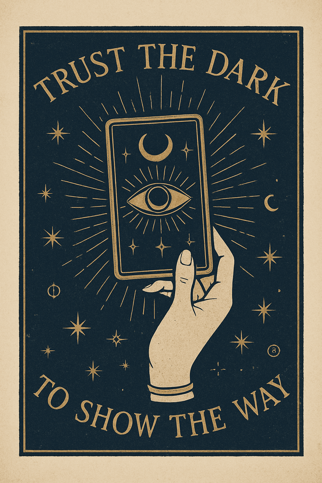 Mystical Tarot Card Hand with Celestial Elements