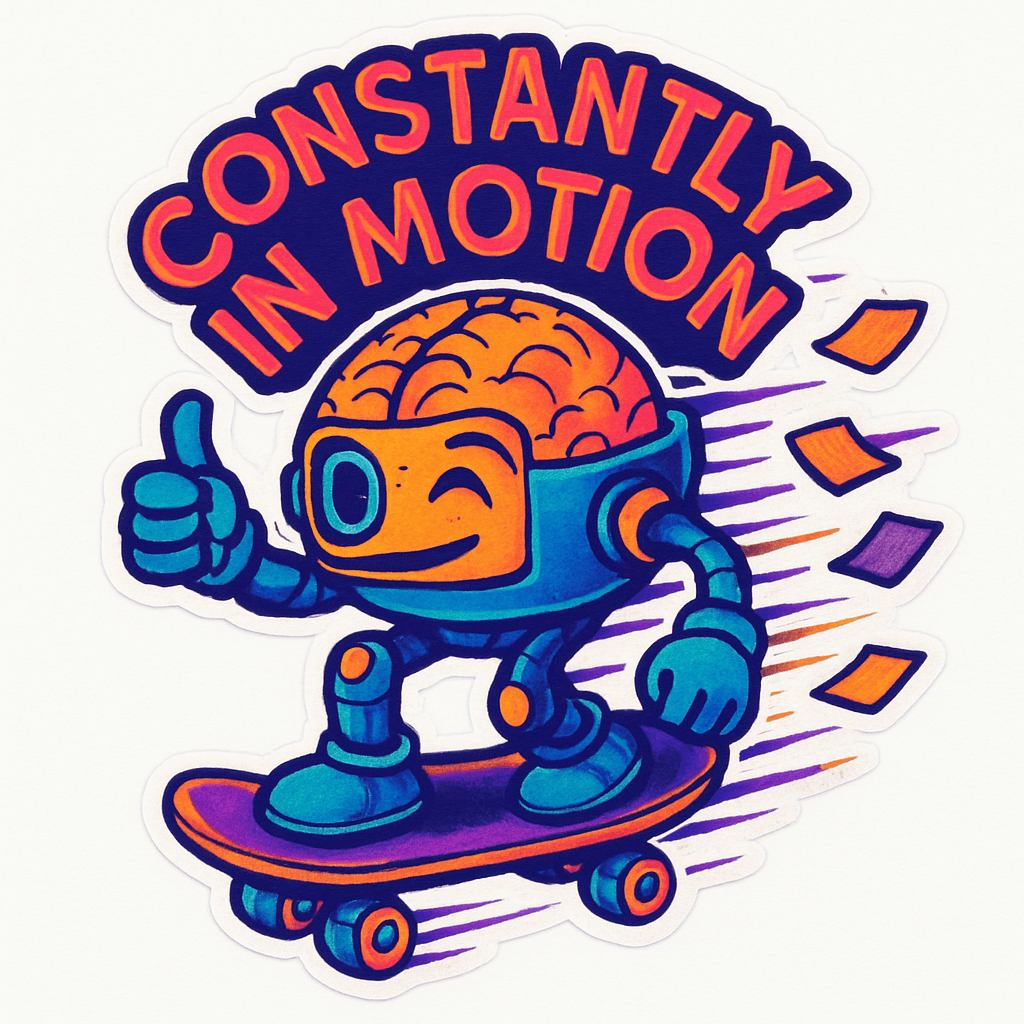 Brainy Robot Skateboarder with 'Constantly in Motion'