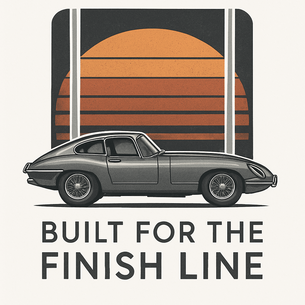 Vintage Classic Car with Sunset Finish Line