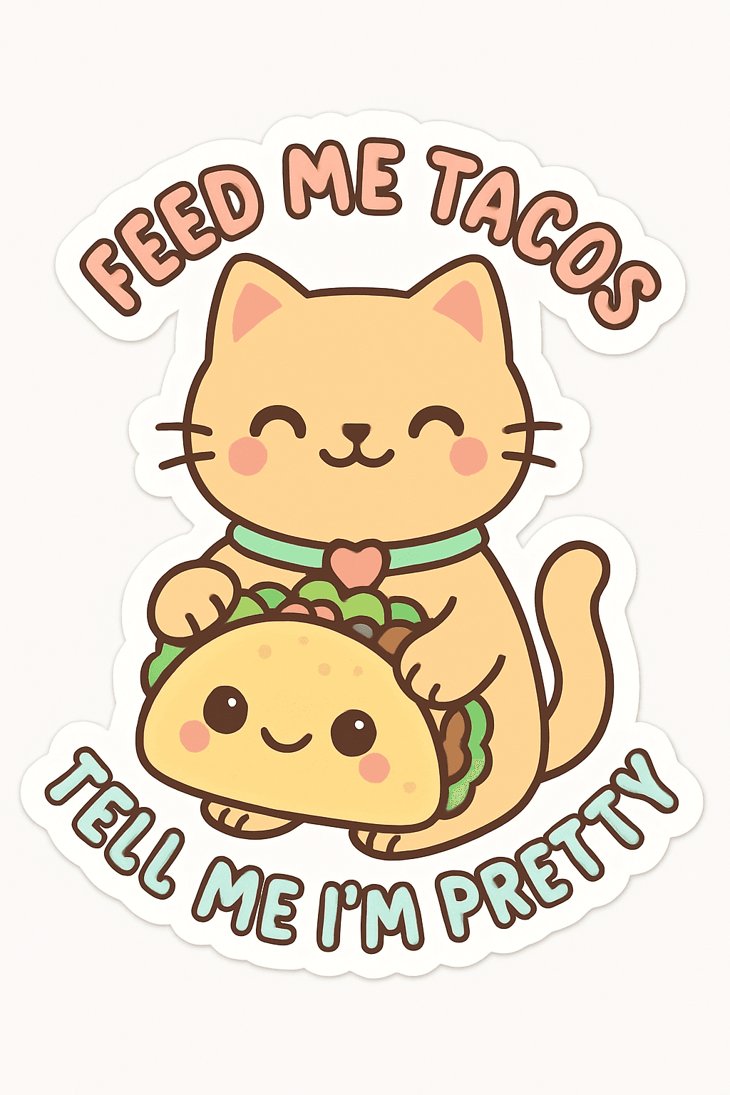 Cute Cat Holding Smiling Taco Sticker