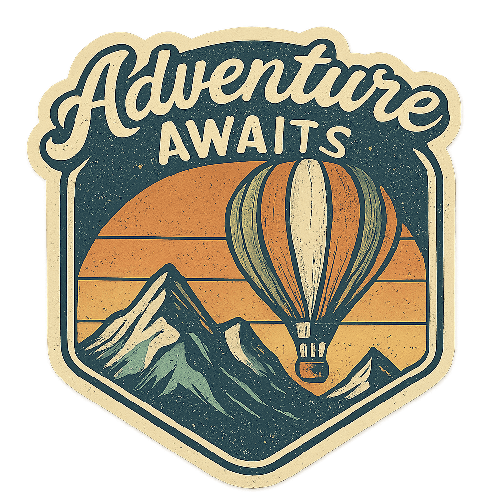 Vintage Adventure Awaits Hot Air Balloon Sticker