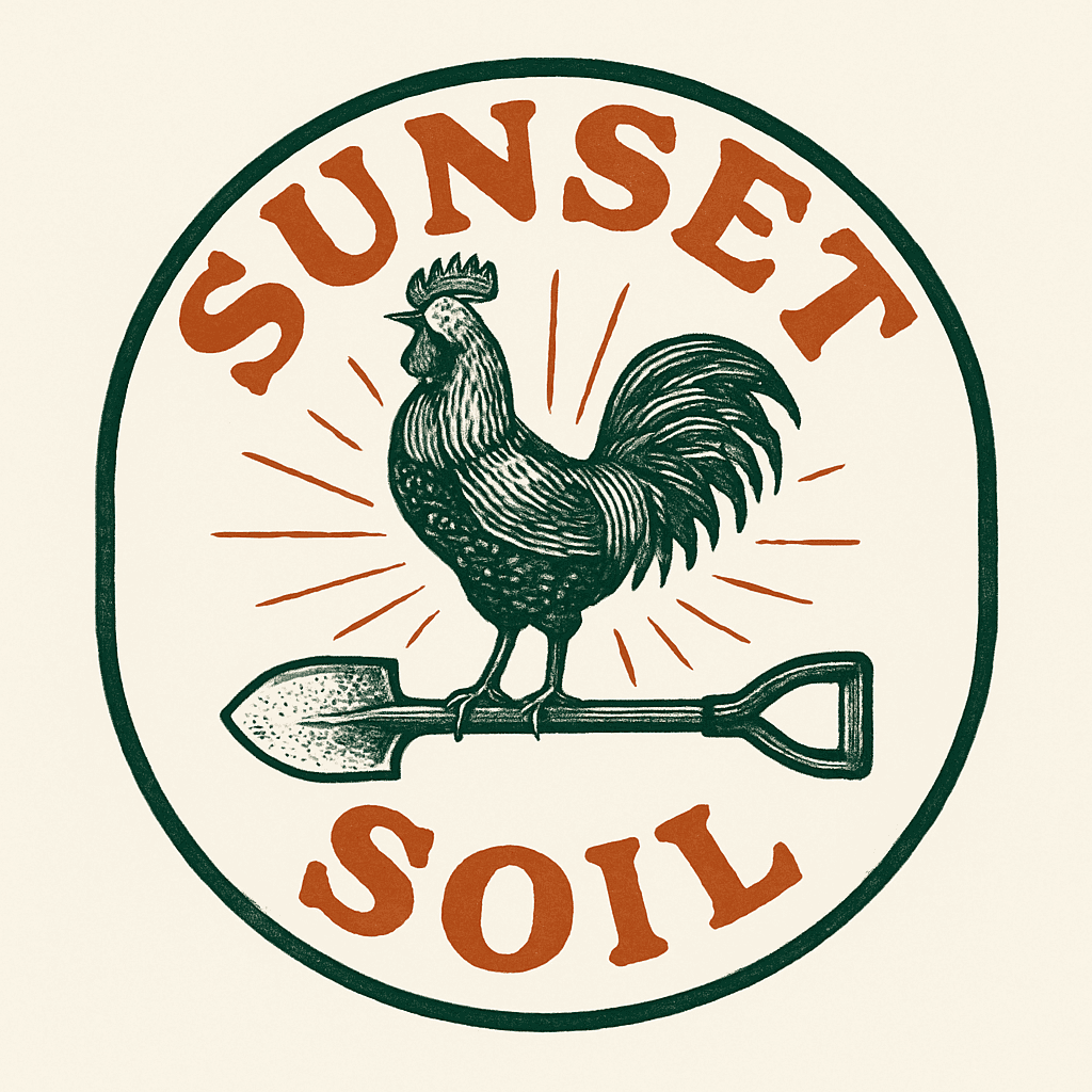 Vintage Rooster Gardening Logo with Shovel