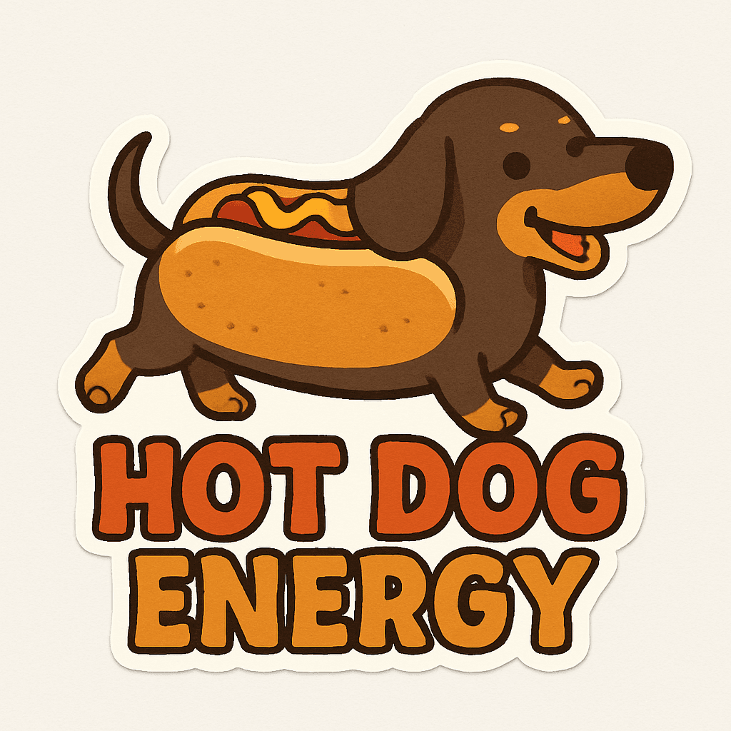 Playful Hot Dog Dachshund Sticker Design