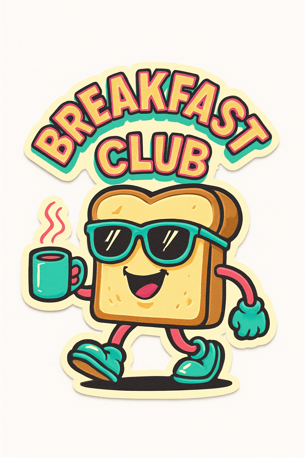 Cool Toast Character with Coffee - Breakfast Club