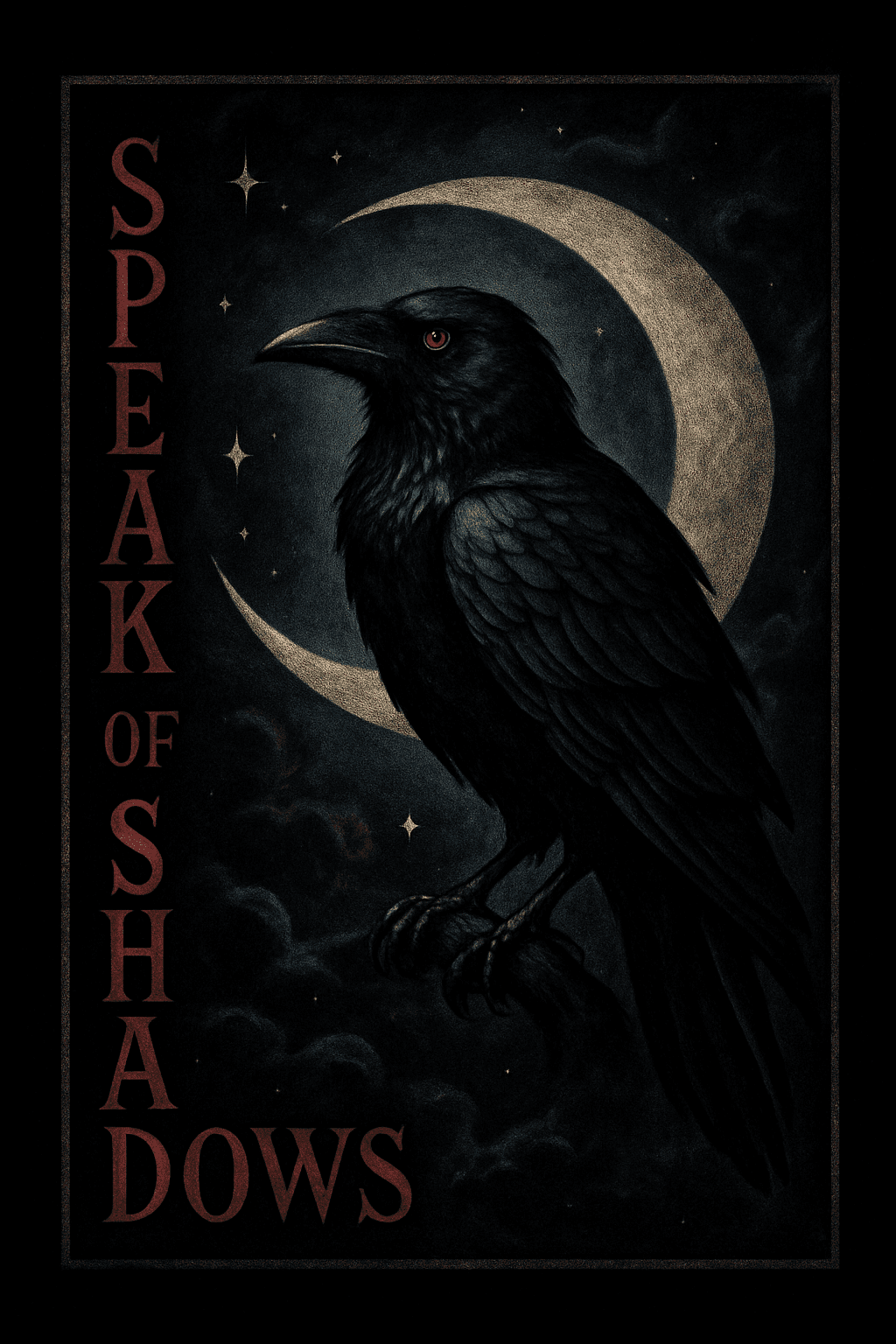 Mystic Raven Under Crescent Moon