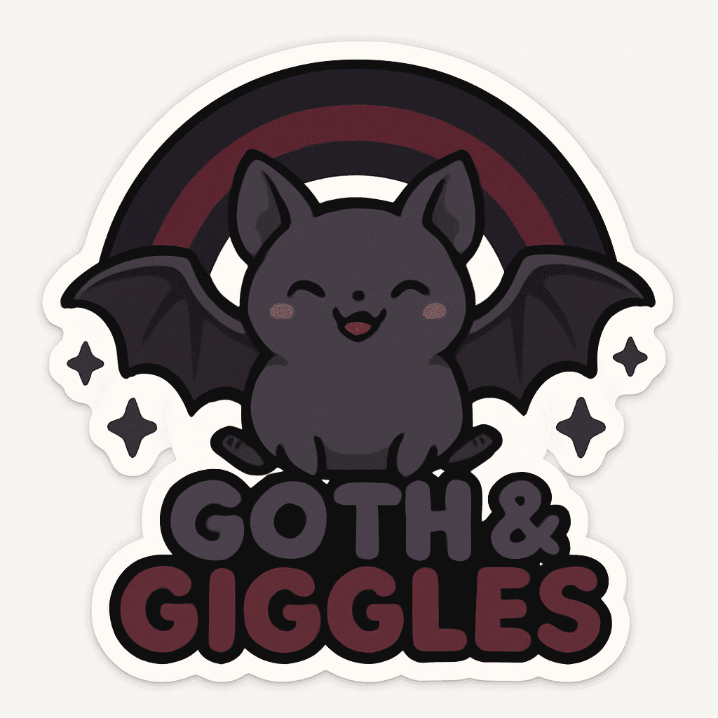 Cute Goth Bat with Rainbow and Smiling Face