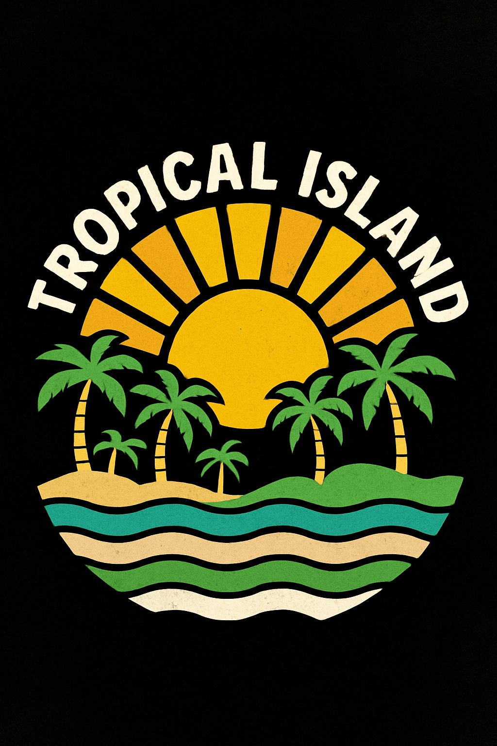 Retro Tropical Island Sunset Vibes