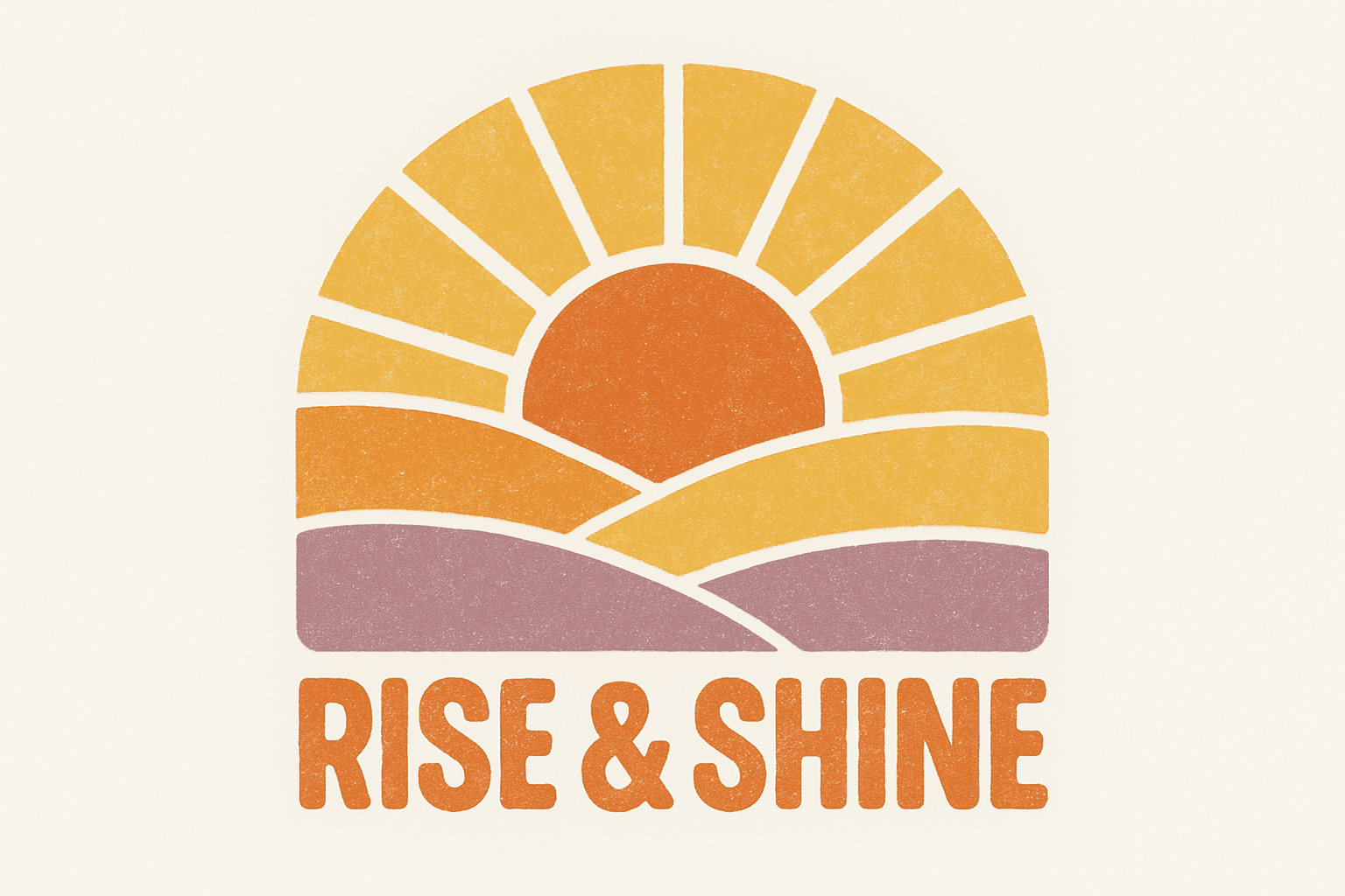 Retro Sunrise Landscape with Rise & Shine Text