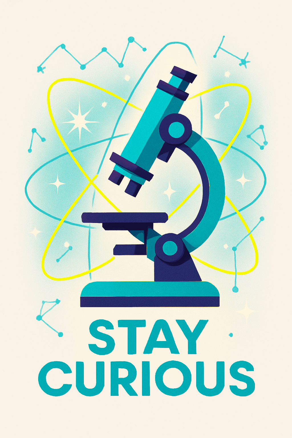 Stay Curious Science Microscope Poster