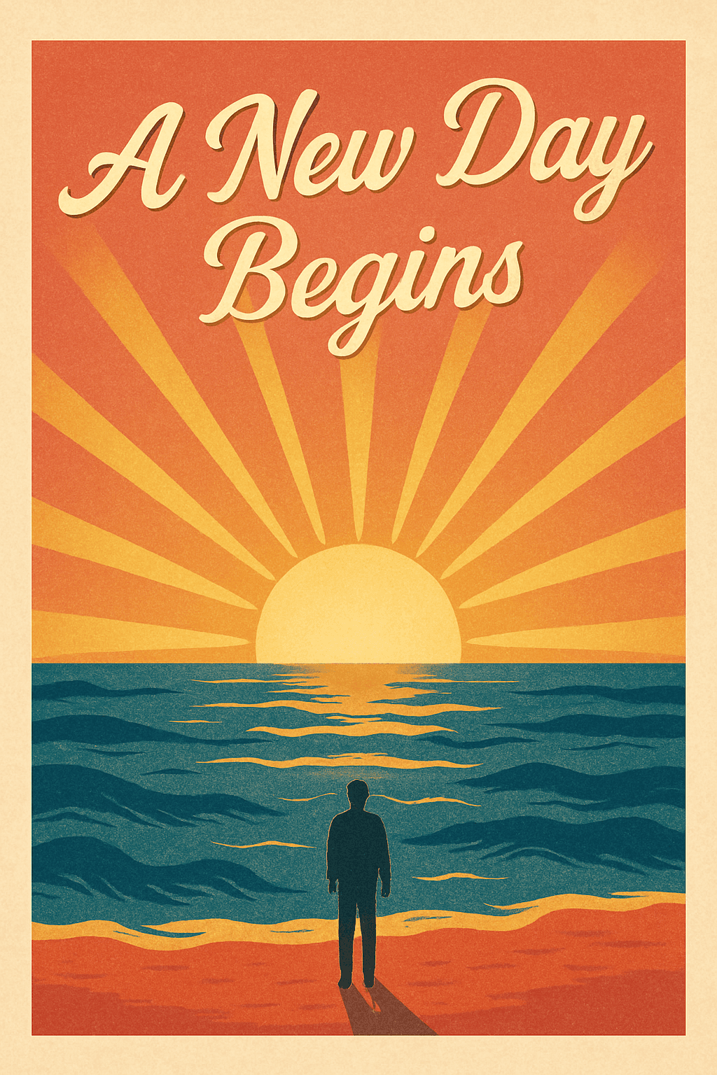 A New Day Begins - Retro Sunrise Inspiration Poster