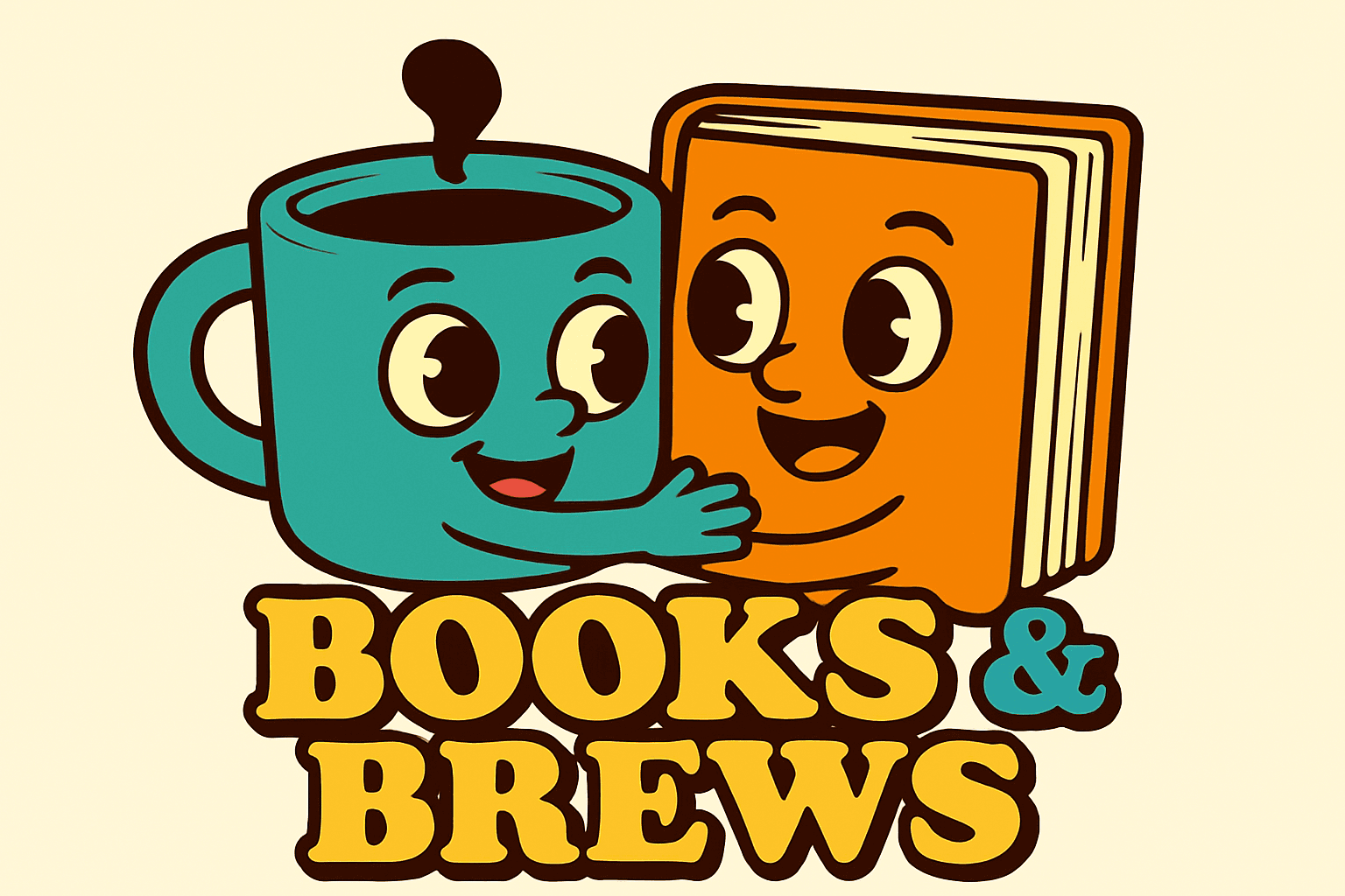 Friendly Books & Coffee Mug Cartoon Design