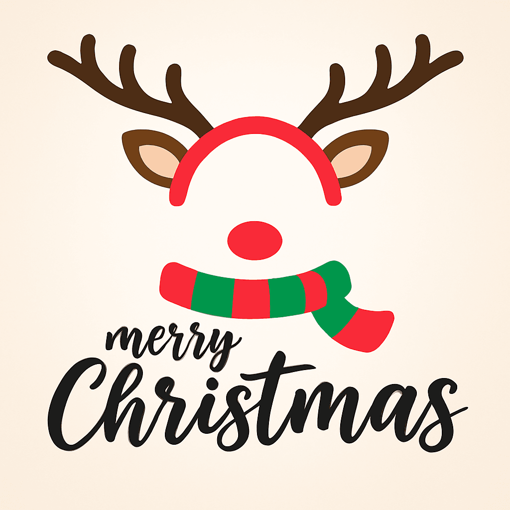 Festive Reindeer Headband with Merry Christmas Text