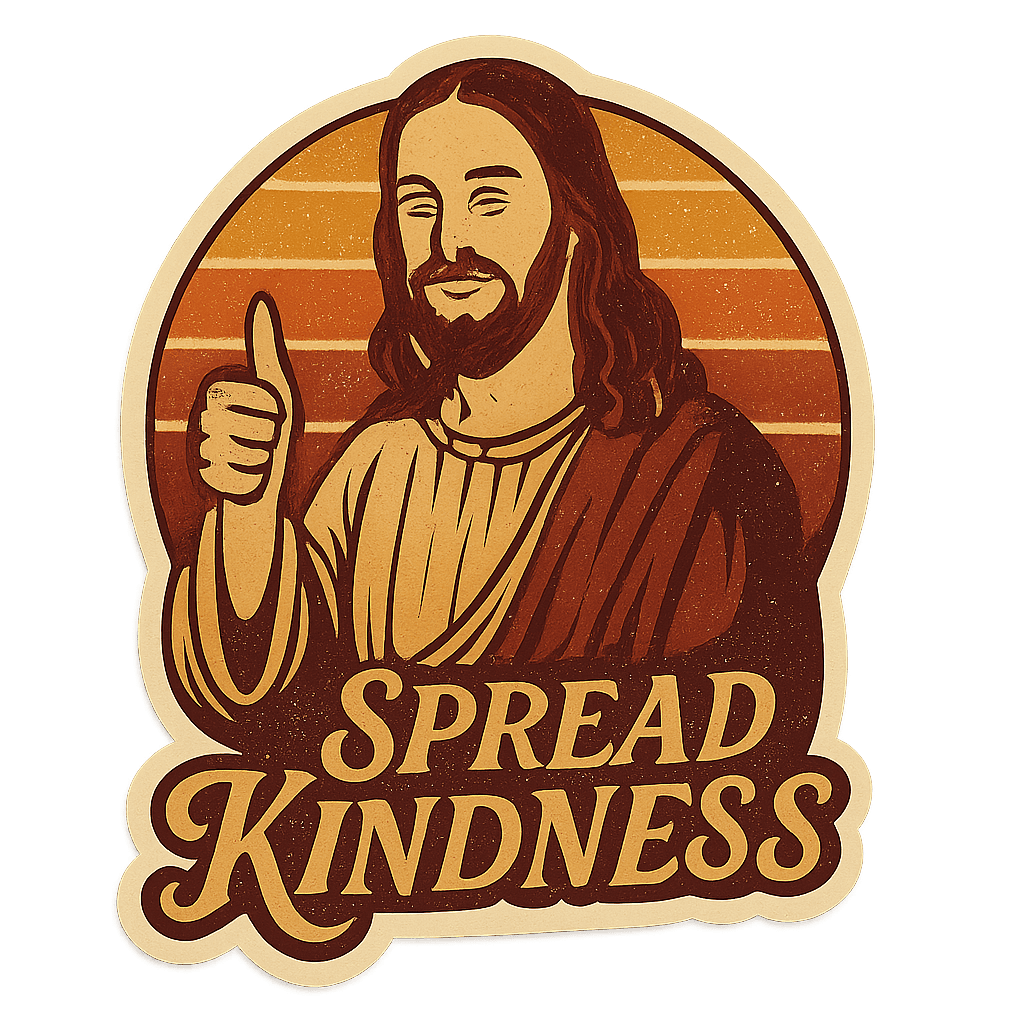 Vintage Jesus Thumbs Up Spread Kindness Sticker