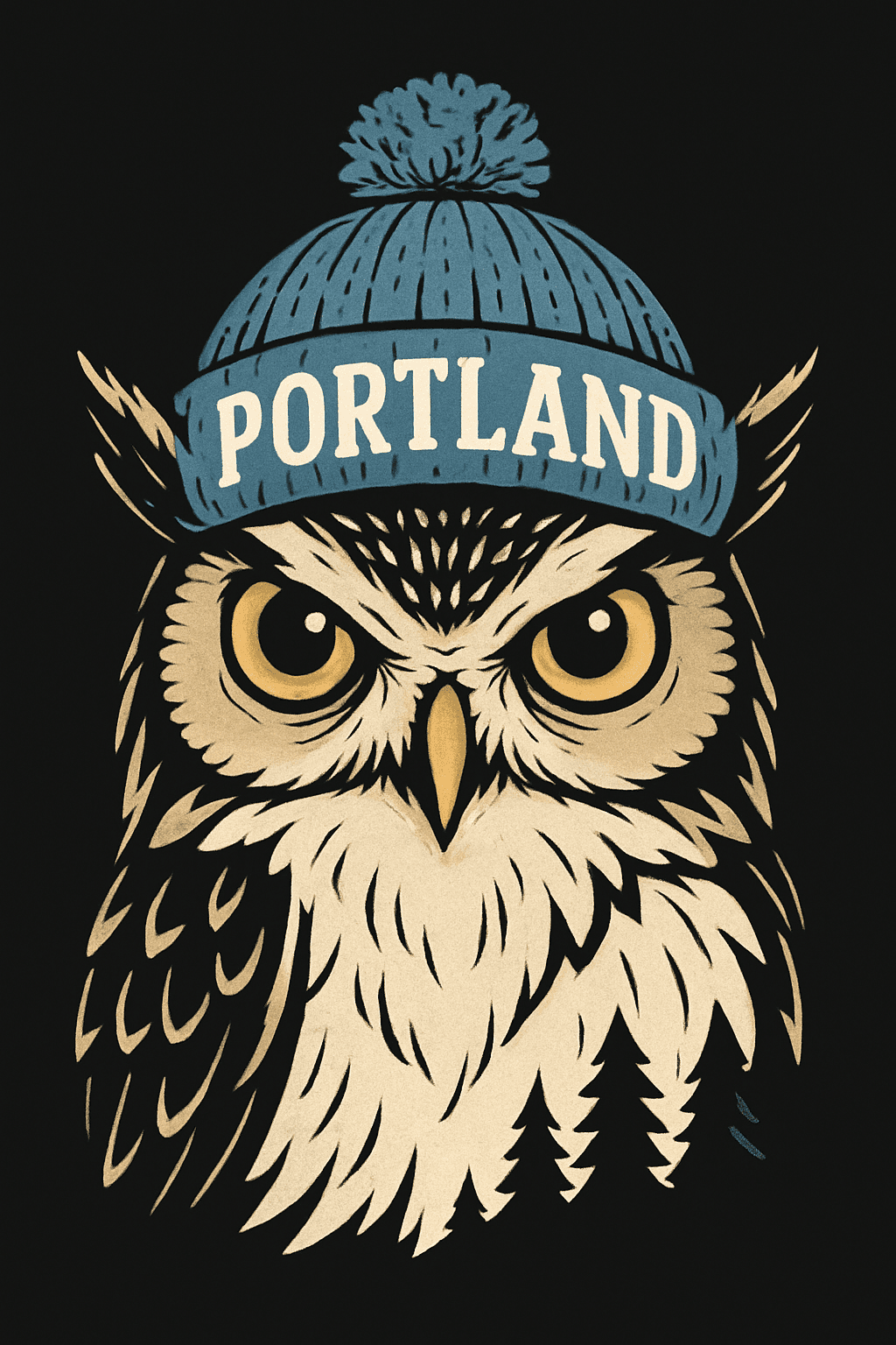 Portland Owl with Winter Beanie
