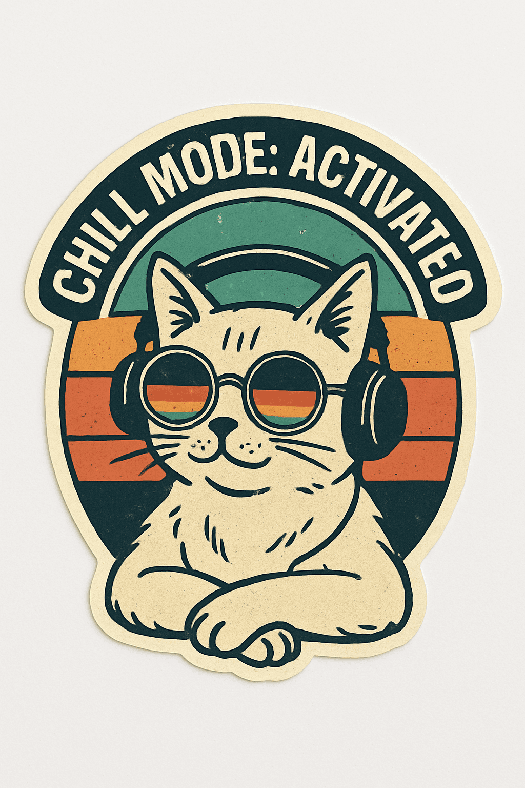 Retro Cool Cat with Headphones Sticker