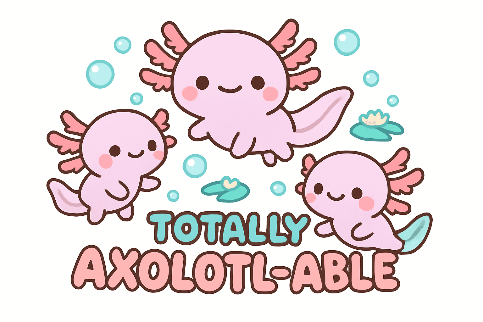 Cute Axolotl Trio with Playful Pun
