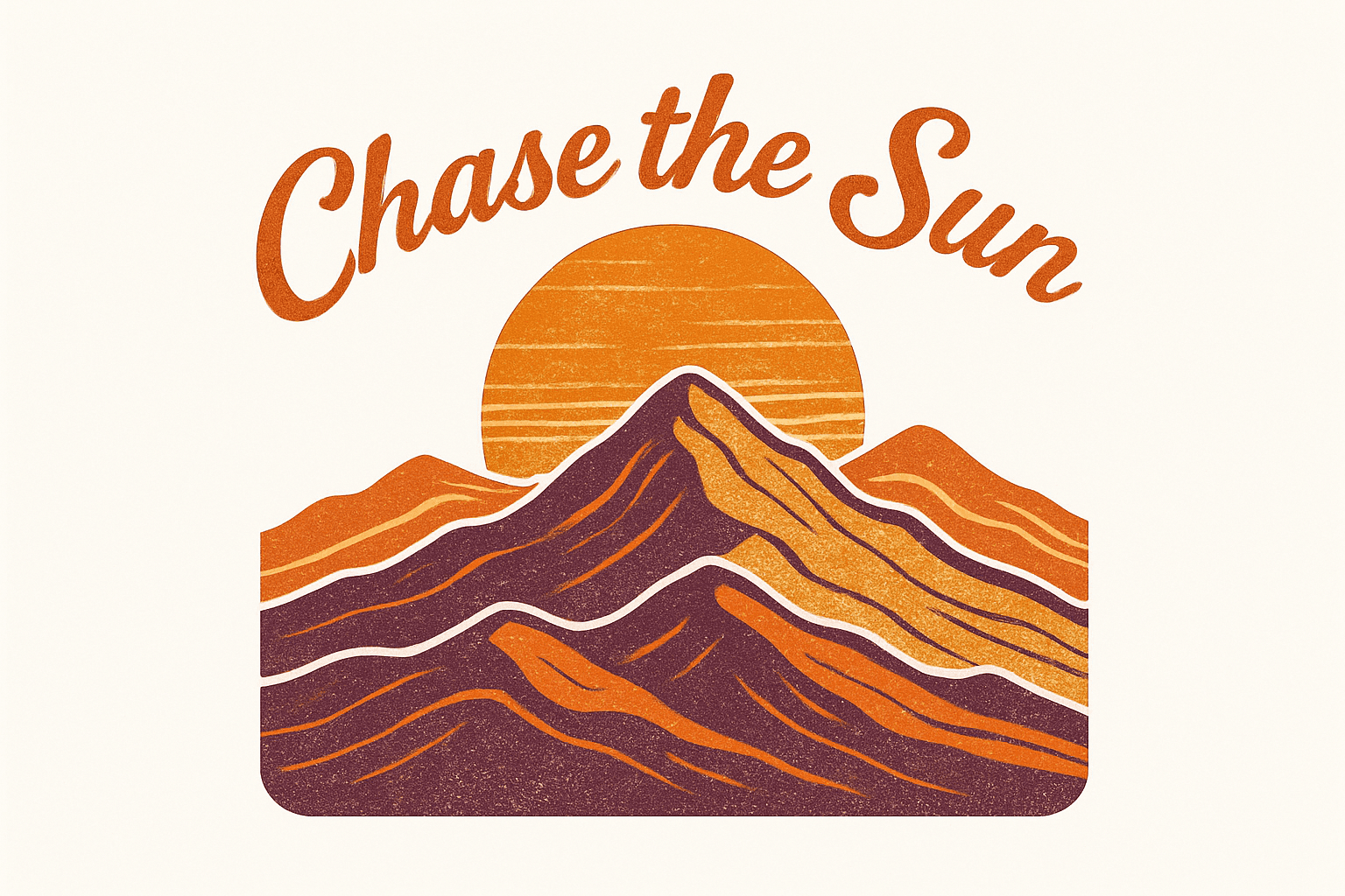 Vintage Mountain Sunset Chase the Sun Mug Design