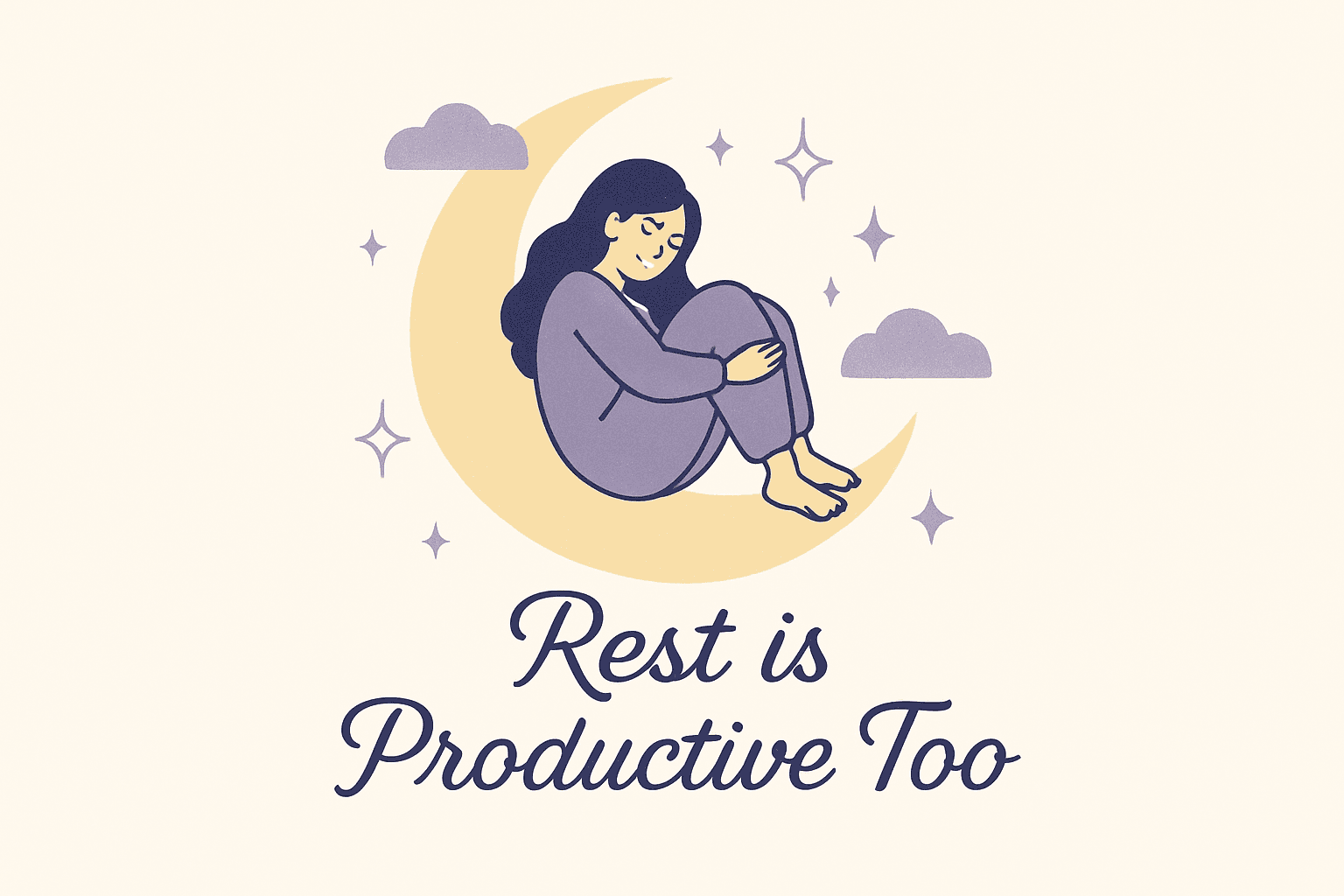 Rest is Productive Too - Relaxing Moon Design