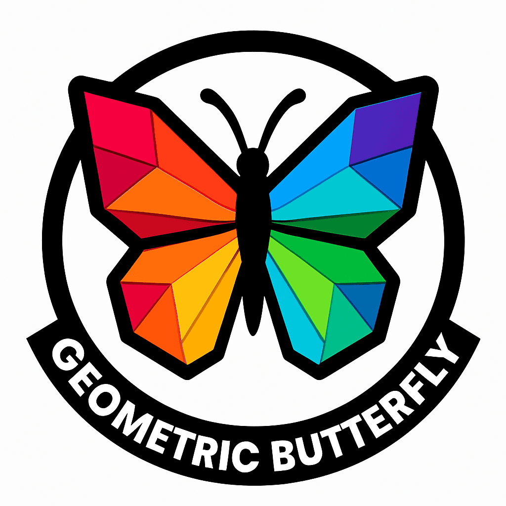 Vibrant Geometric Rainbow Butterfly Logo