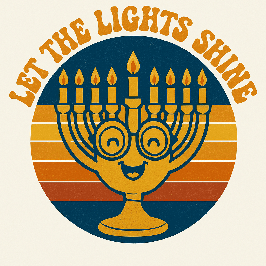 Happy Menorah with 'Let The Lights Shine' Retro Design