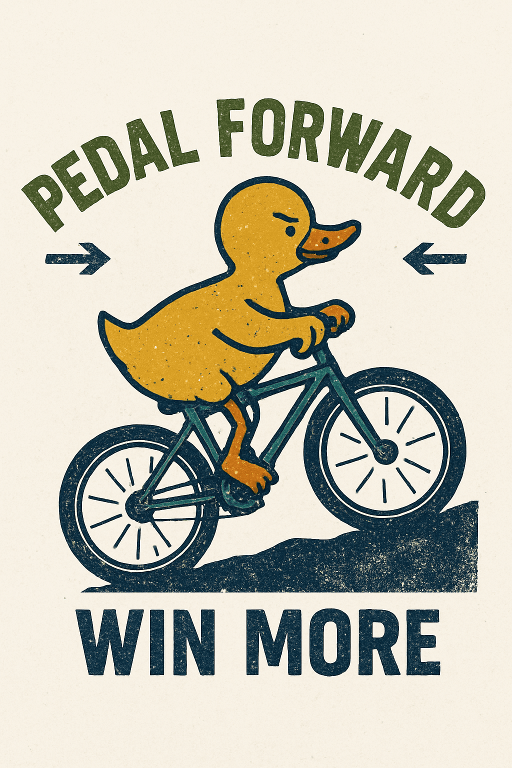 Determined Duck Cycling Up Hill Mug Design