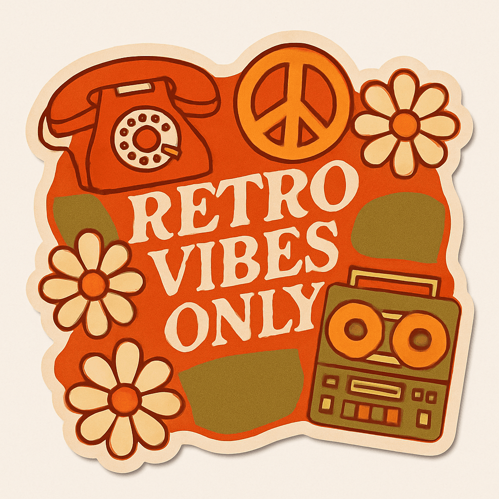 Retro Vibes Only Sticker with Vintage Icons