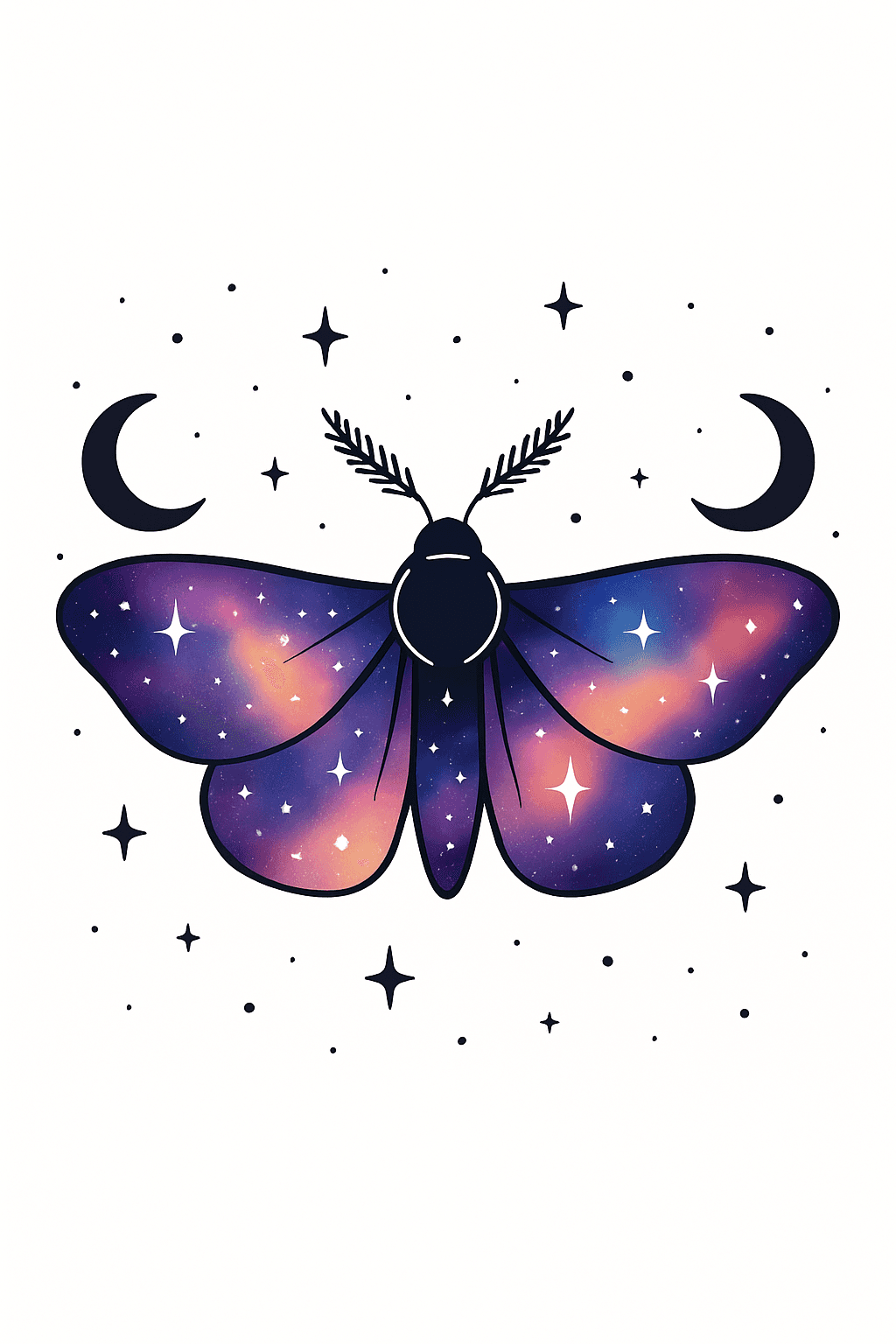 Cosmic Moth with Starry Galaxy Wings