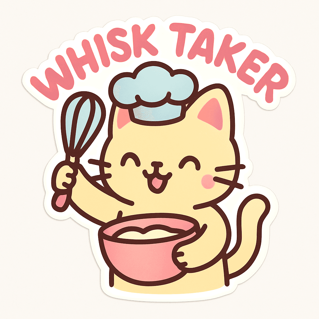Cute Cat Chef Whisking Batter Sticker