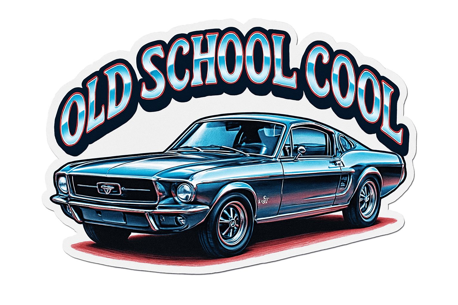 Vintage Muscle Car with Old School Cool Text