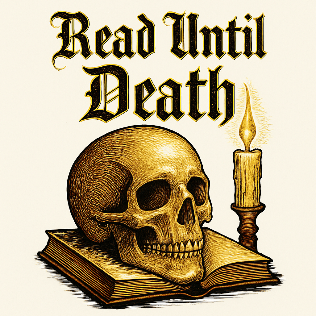 Read Until Death Skull and Candle Mug Design