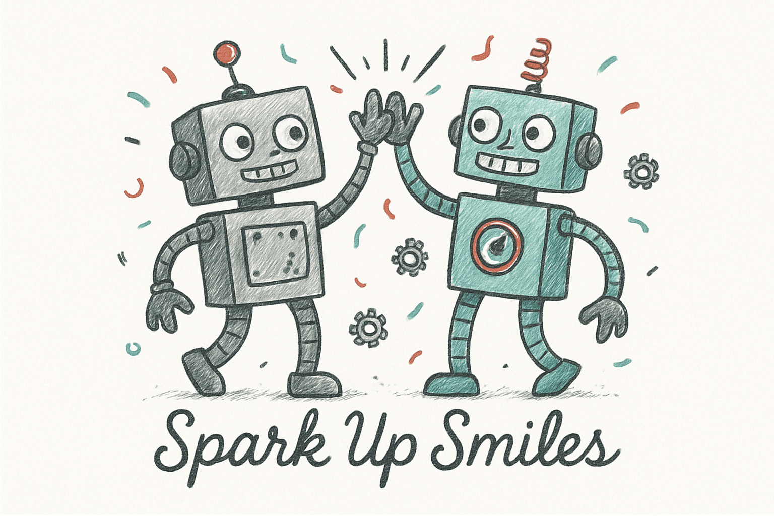 Cheerful Robots High-Fiving with 'Spark Up Smiles'