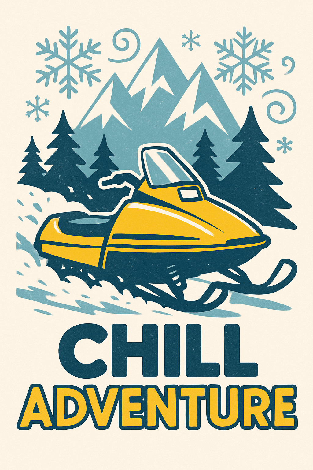 Vintage Snowmobile Adventure Poster