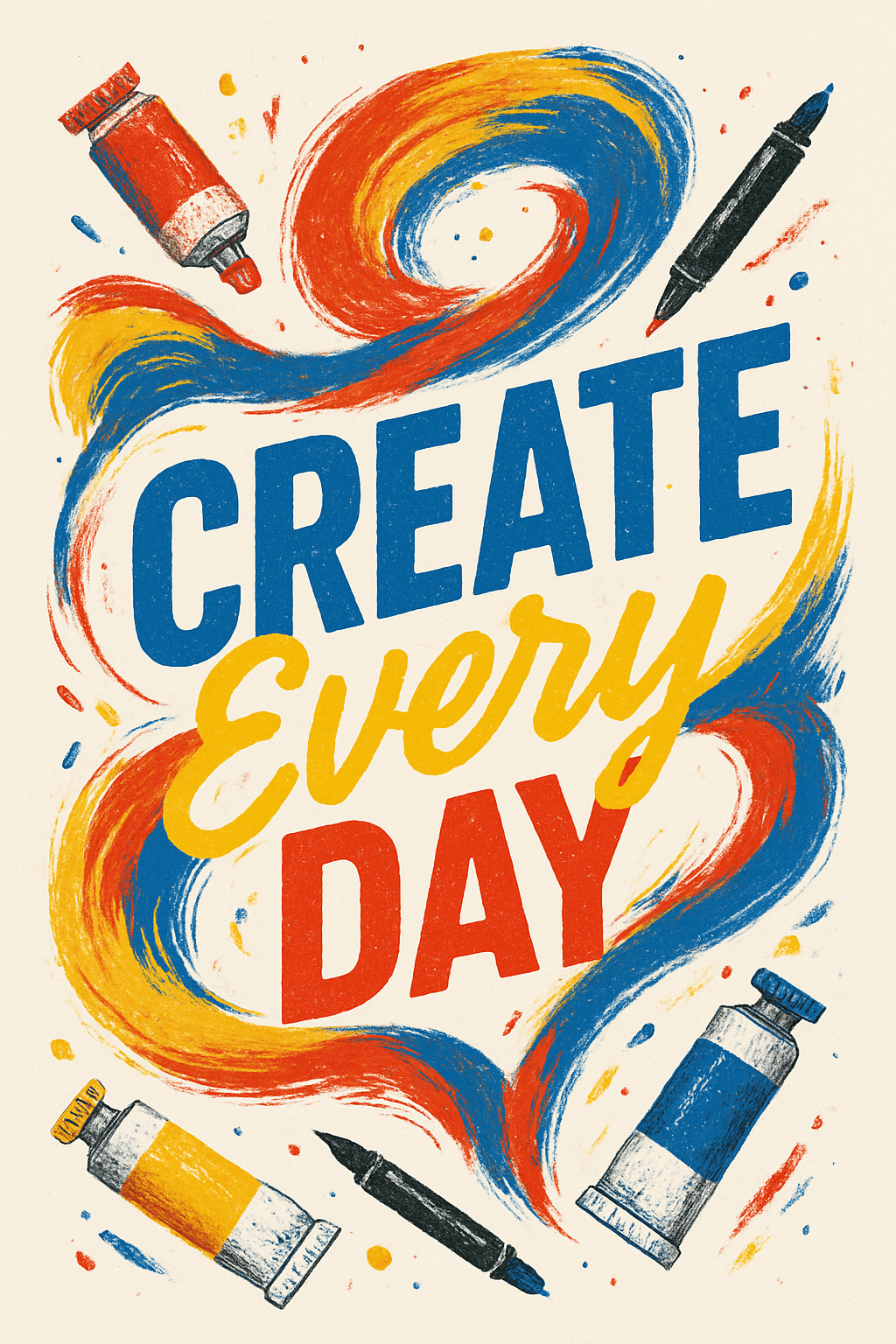 Vibrant 'Create Every Day' Artistic Inspiration Poster