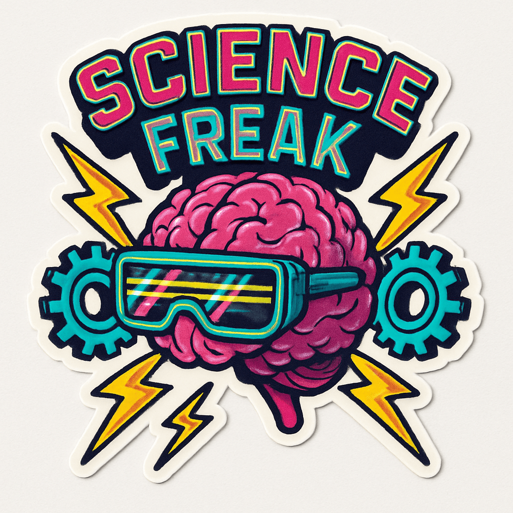 Vibrant Science Freak Brain with Goggles Sticker